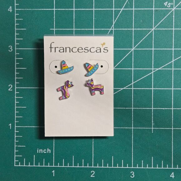 Francescas Sombrero Pinata Taco Tuesday Cinco De Mayo Stud Earring Set NEW - Picture 4 of 4